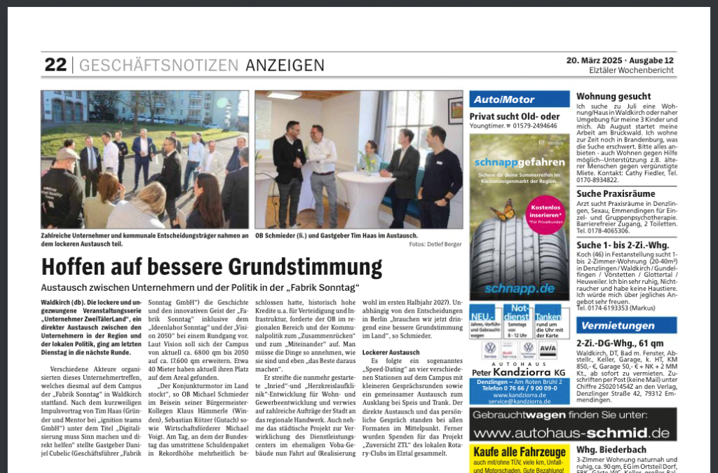 Austausch zwischen Unternehmern und der Politik in der „Fabrik Sonntag“